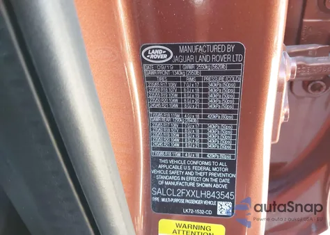 2020 Land Rover Discovery Sport R-Dynamic Se from USA, damaged, VIN SALCL2FXXLH843545